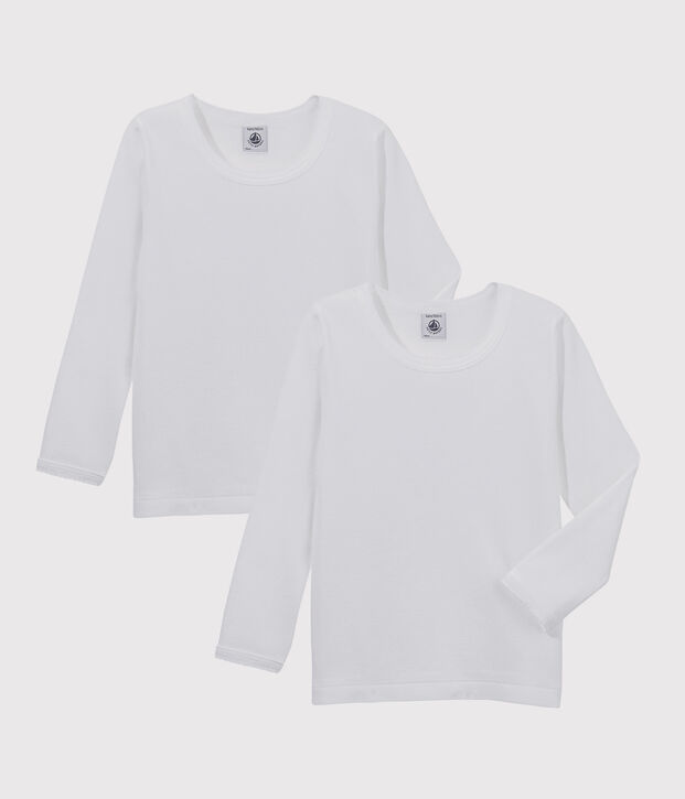 Girls' White Long-sleeved T-Shirt - 2-Pack multicolor