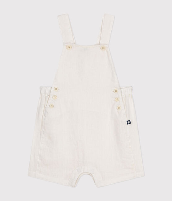 Babies' Short Linen Dungarees ECUME white