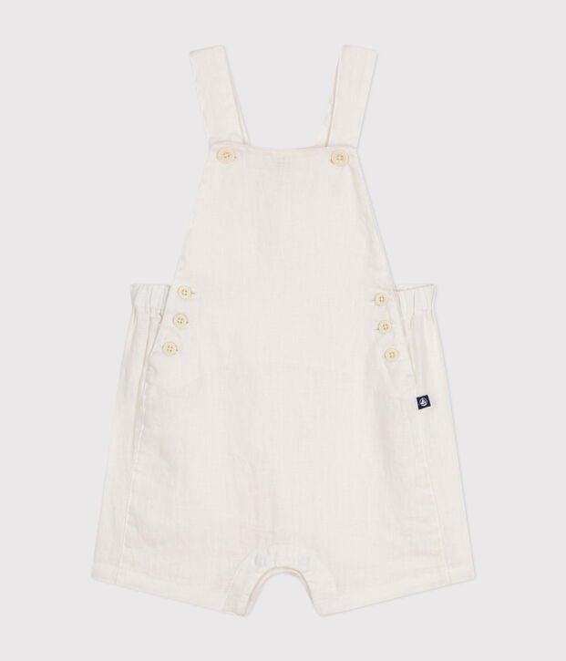 Babies' Short Linen Dungarees white