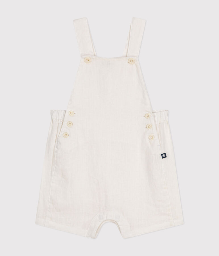 Babies' Short Linen Dungarees white