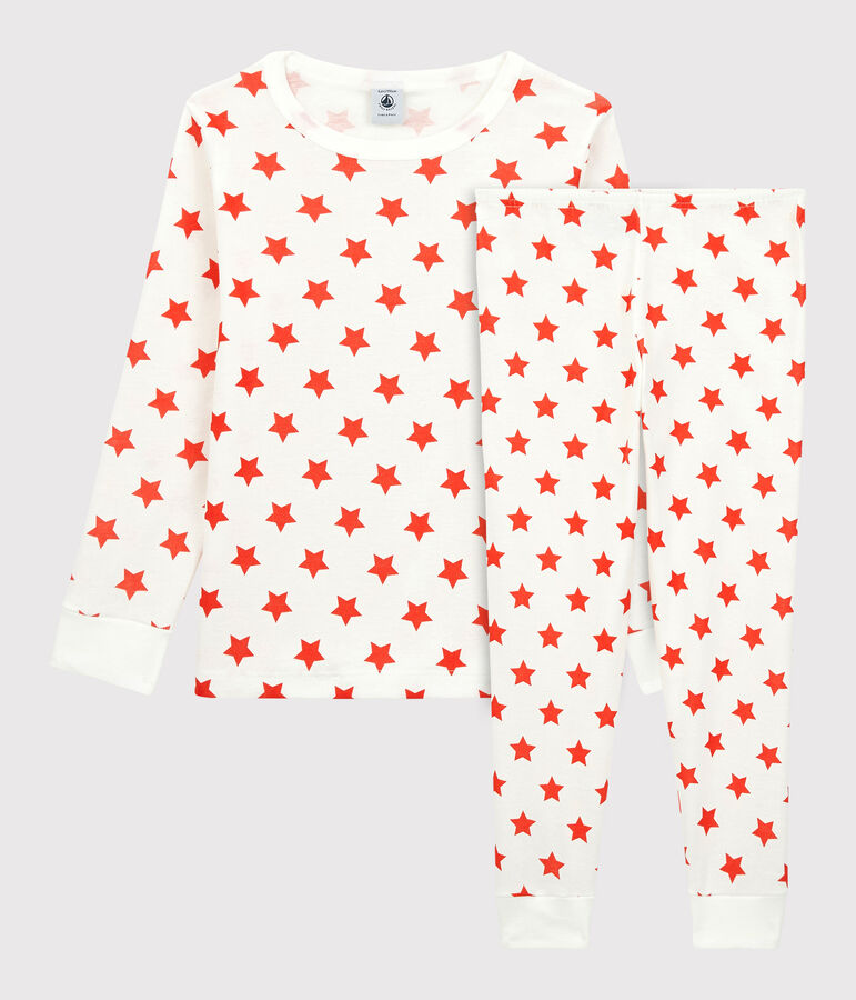 Unisex Graphic Print Organic Cotton Pyjamas MARSHMALLOW white/SPICY
