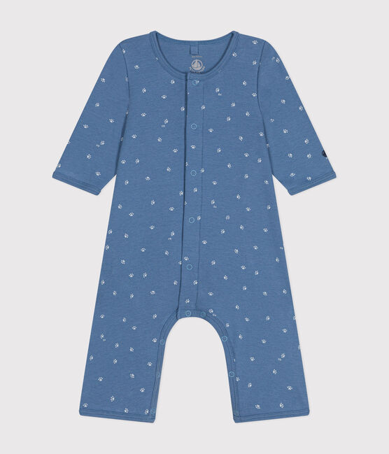 Babies' Footless Cotton Bodyjama BEACH blue/MARSHMALLOW