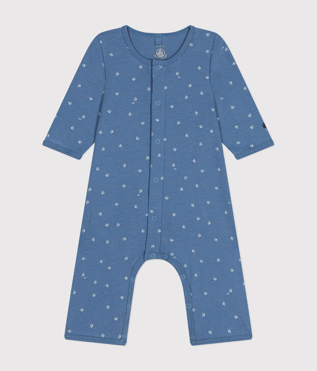 Babies' Footless Cotton Bodyjama blue/white
