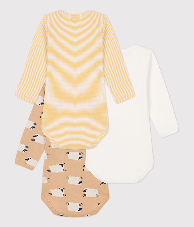 Babies' Sheep Themed Long-Sleeved Cotton Bodysuits - 3-Pack multicolor