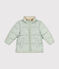 Girls' puffer jacket with a retractable hood HERBIER green/MULTICO white