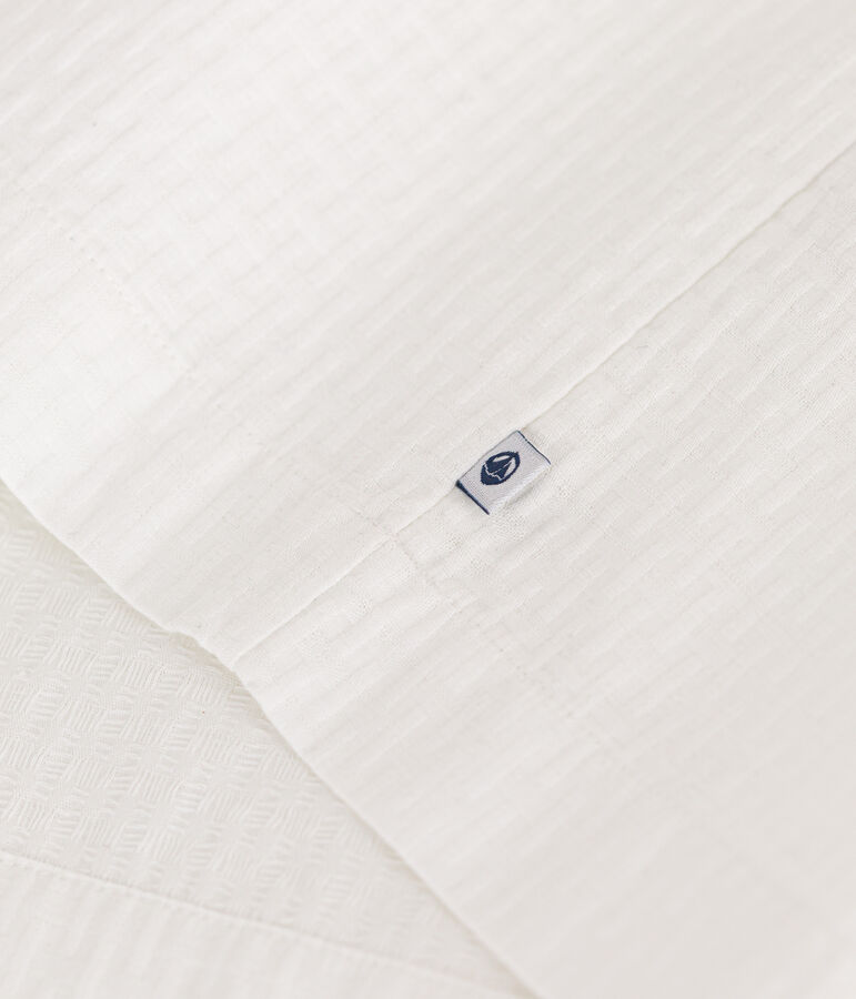 Girls' Sleeveless Textured Cotton Dress MARSHMALLOW white