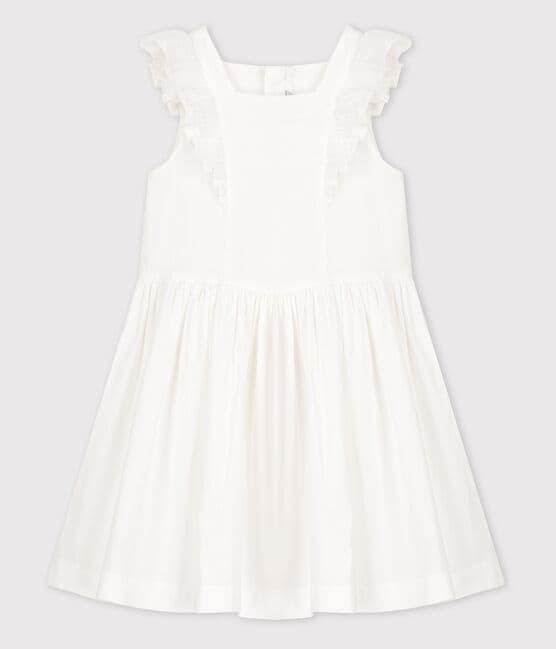 Girls' Poplin Formal Dress ECUME white