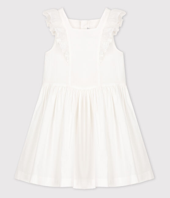 Girls' Poplin Formal Dress ECUME white