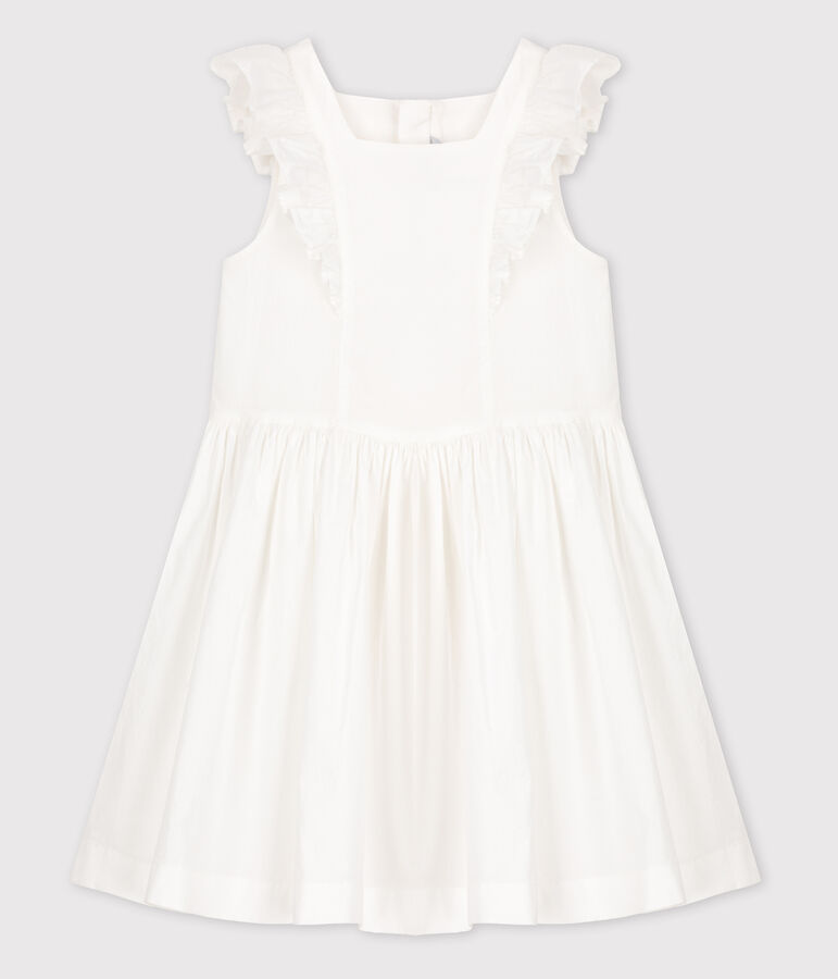 Girls' Poplin Formal Dress ECUME white