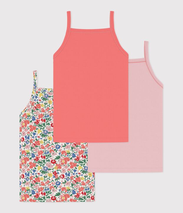 Pack of children's floral cotton tank tops multicolor