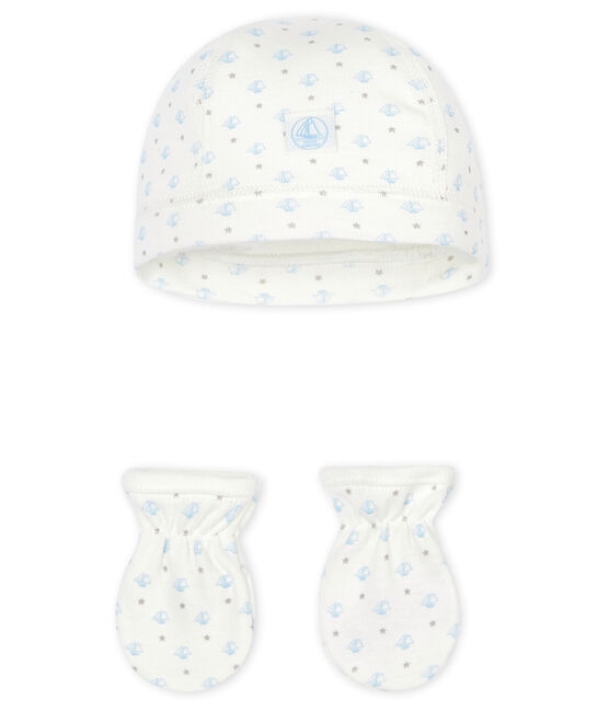 Newborn Babies' Bonnet and Mittens Set in Rib Knit variante 2