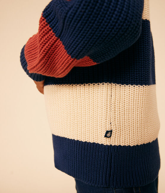 Children's Stripy Cotton Pullover AVALANCHE white/MULTICO