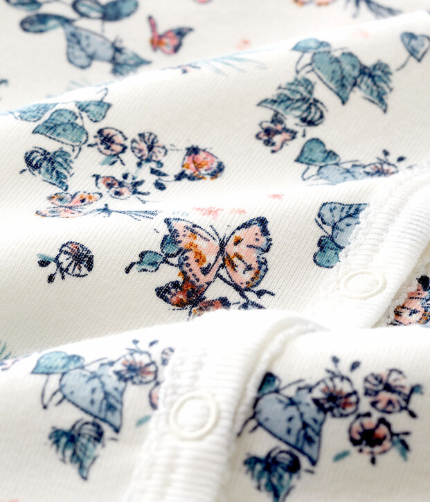 Baby Girls' Cotton Sleepsuit white/multicolor