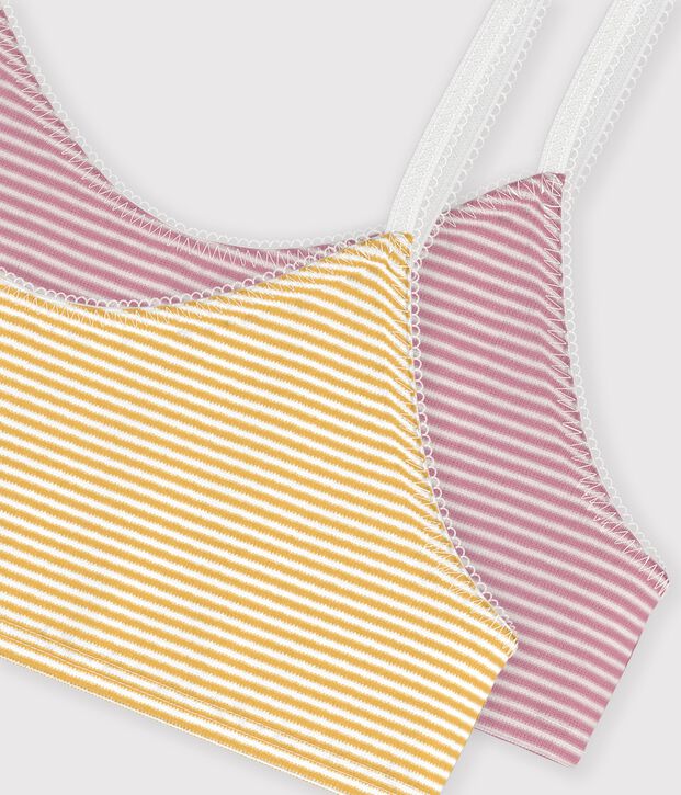 Pack of stripy cotton bra tops for children multicolor