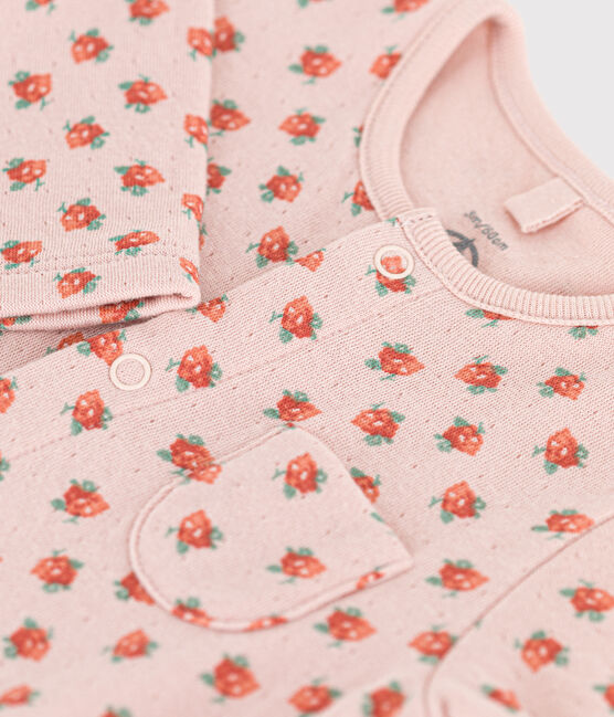 Babies' Floral Cotton Tube Knit Jumpsuit SALINE pink/MULTICO white