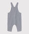 Baby's long canvas dungarees MEDIEVAL blue/MARSHMALLOW white