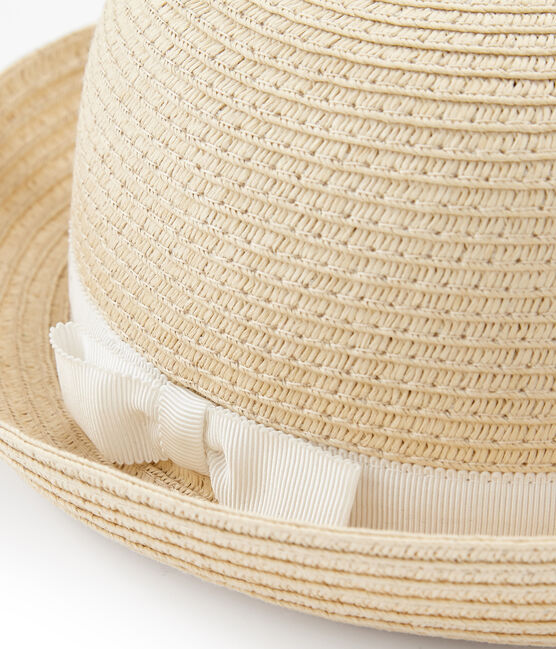 Straw hat for girls NATUREL pink