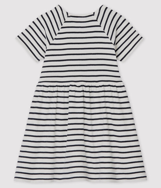 Baby Girls' Striped Short-Sleeved Dress MARSHMALLOW white/SMOKING blue
