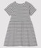 Baby Girls' Striped Short-Sleeved Dress MARSHMALLOW white/SMOKING blue