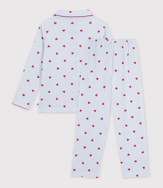 Children's buttoned heart pattern cotton pyjamas white/multicolor