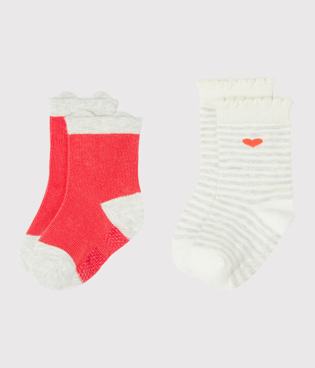 Set of 2 pairs of socks for baby girls red
