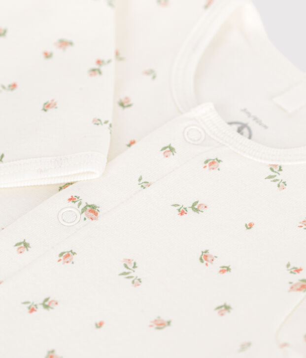 Babies' footless cotton bodyjama white/multicolor