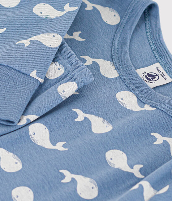 Children's Cotton Whale Print Pyjamas BEACH blue/MARSHMALLOW
