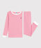 Children's stripy cotton pyjamas with snug-fitting legs PEONIA pink/MARSHMALLOW