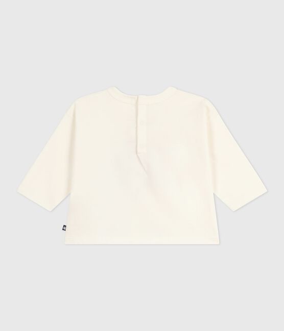 Babies' long-sleeved T-shirt with a cat design MILK Ecru