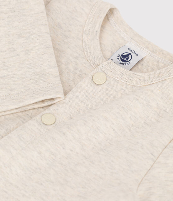 Babies' Plain Thick Jersey Cardigan MONTELIMAR CHINE beige