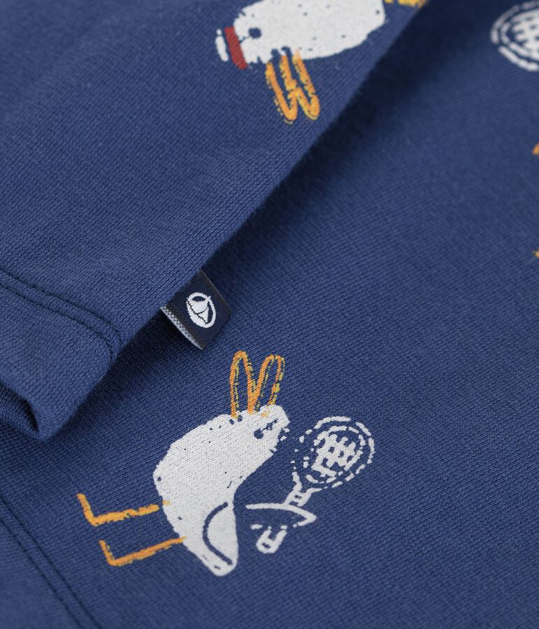 Children's short-sleeved seagull print cotton T-shirt blue/multicolor