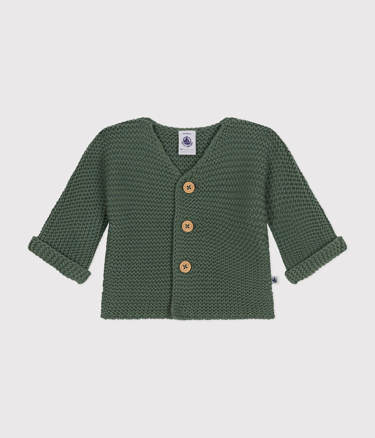 Babies' Moss Stitch Knit Cardigan green