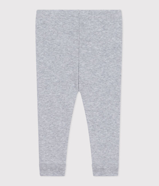 Babies' plain cotton leggings FUMEE CHINE grey