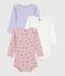 Pack of babies' long-sleeved floral-print cotton bodies variante 1