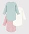 Pack of babies' long-sleeved bodies in cotton printed with flowers multicolor