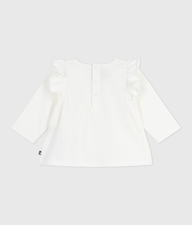 Babies' long-sleeved plain cotton blouse white