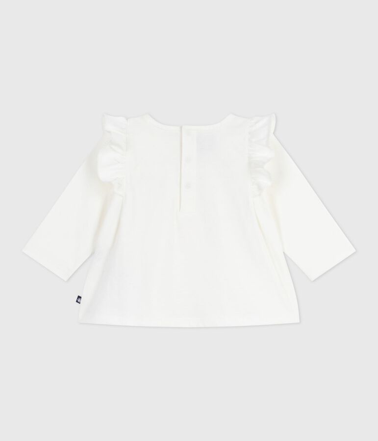 Babies' long-sleeved plain cotton blouse white
