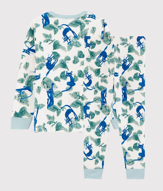 Boys' Cat Print Tube Knit Pyjamas MARSHMALLOW white/MULTICO white