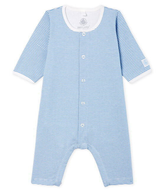Baby Girls' Footless Ribbed Bodyjama ACIER blue/MARSHMALLOW white