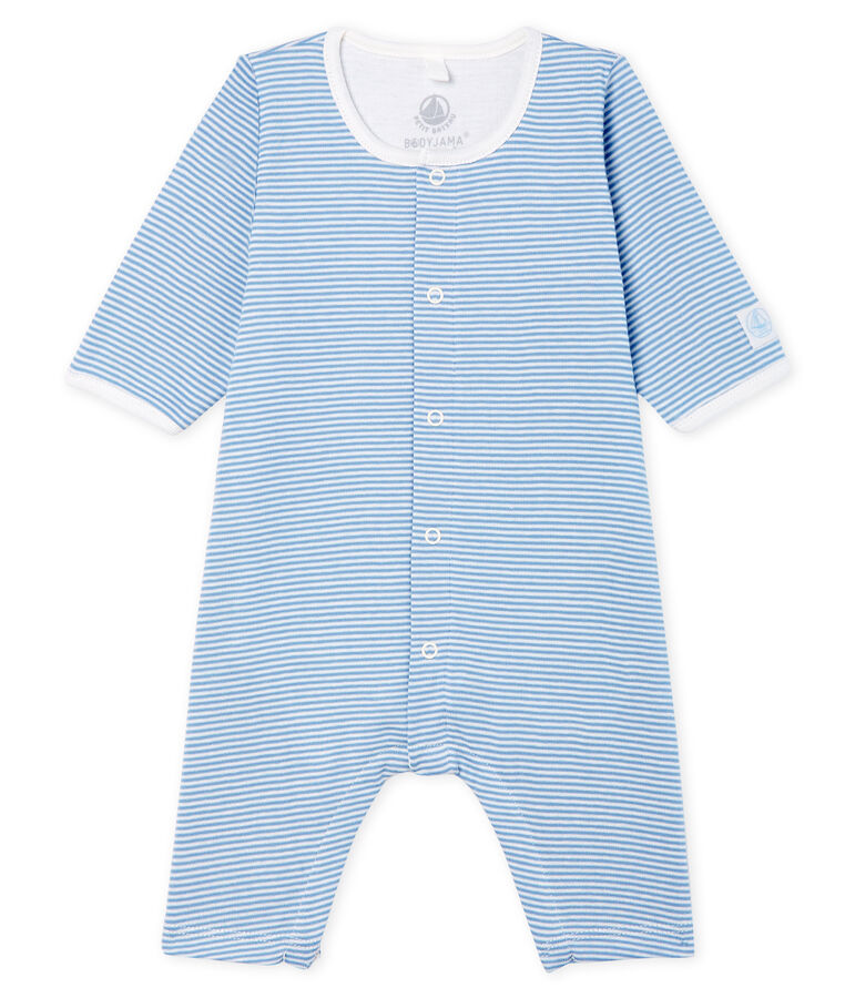 Baby Girls' Footless Ribbed Bodyjama blue/white