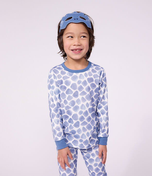 Children's cotton dragon costume pyjamas blue/blue