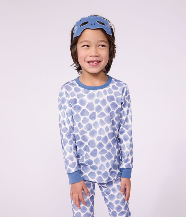 Children's cotton dragon costume pyjamas blue/blue
