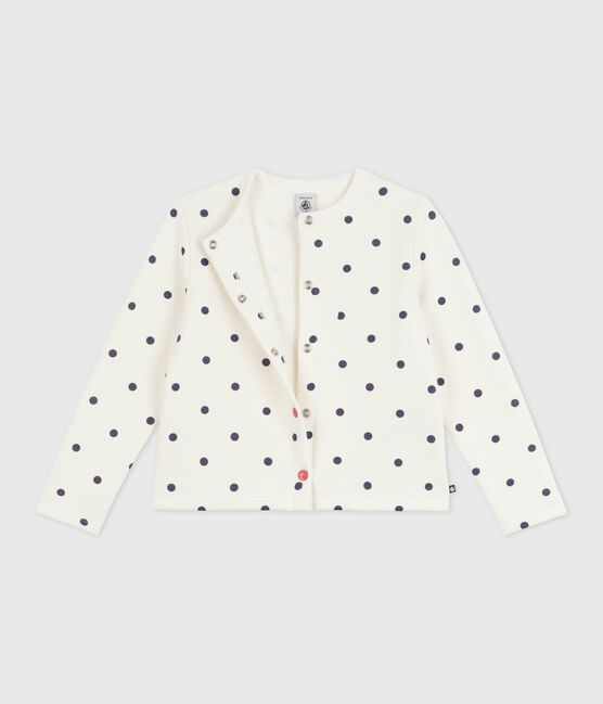 Children's spotted print cotton cardigan MILK blue/SOIR