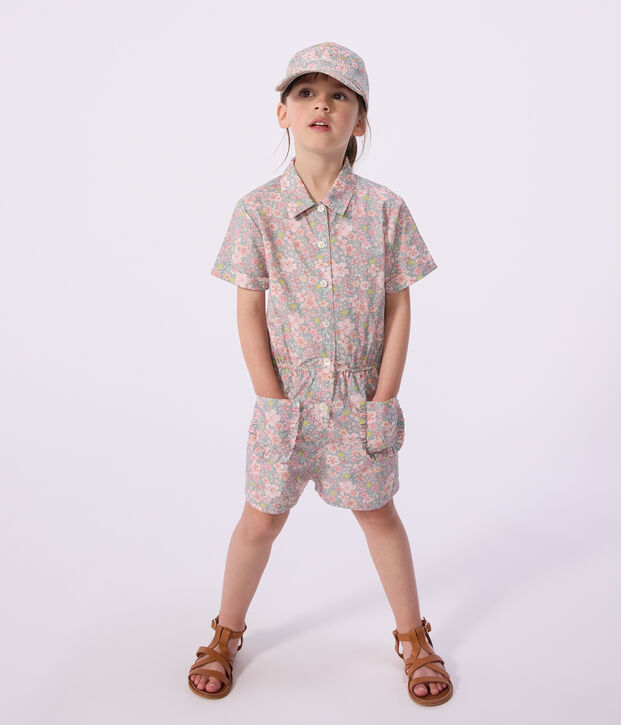 Children's short cotton jumpsuit blue/multicolor