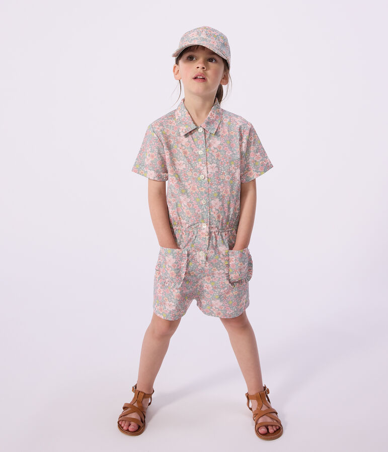 Children's short cotton jumpsuit blue/multicolor