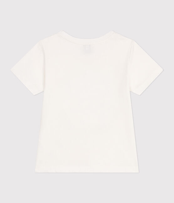 Children's printed unisex short-sleeved cotton T-shirt MARSHMALLOW white