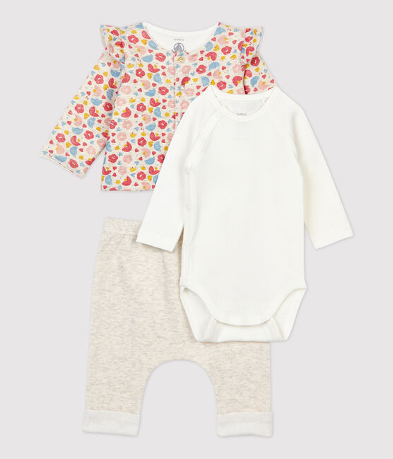 Baby Girls' Floral Wool and Organic Cotton Clothing - 3-Pack MONTELIMAR beige/MULTICO white