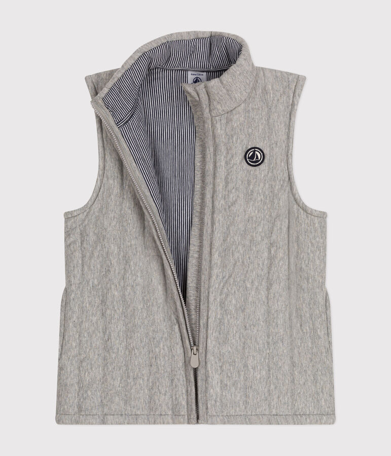 Children's sleeveless jacket for girls or boys in tube knit grey