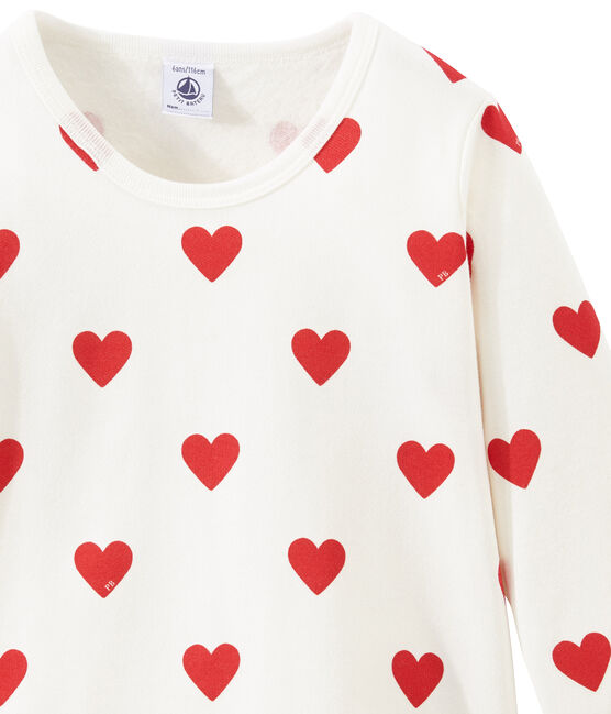 Girl's Sweatshirt Pyjamas MARSHMALLOW white/TERKUIT red