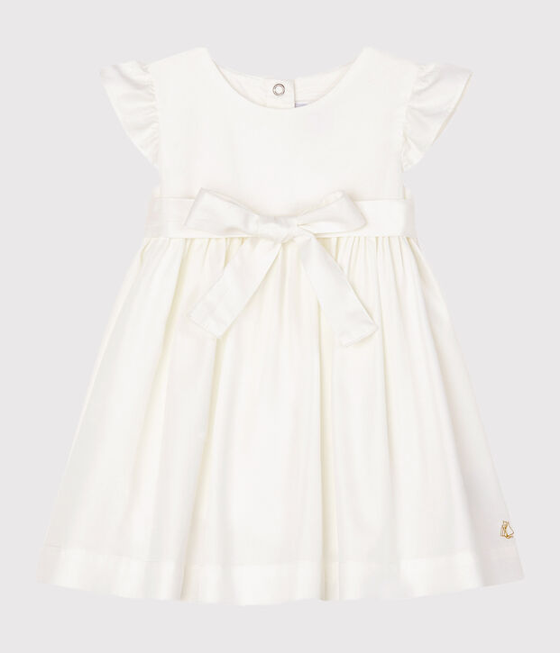 Baby Girls' Satin Short-Sleeved Dress white
